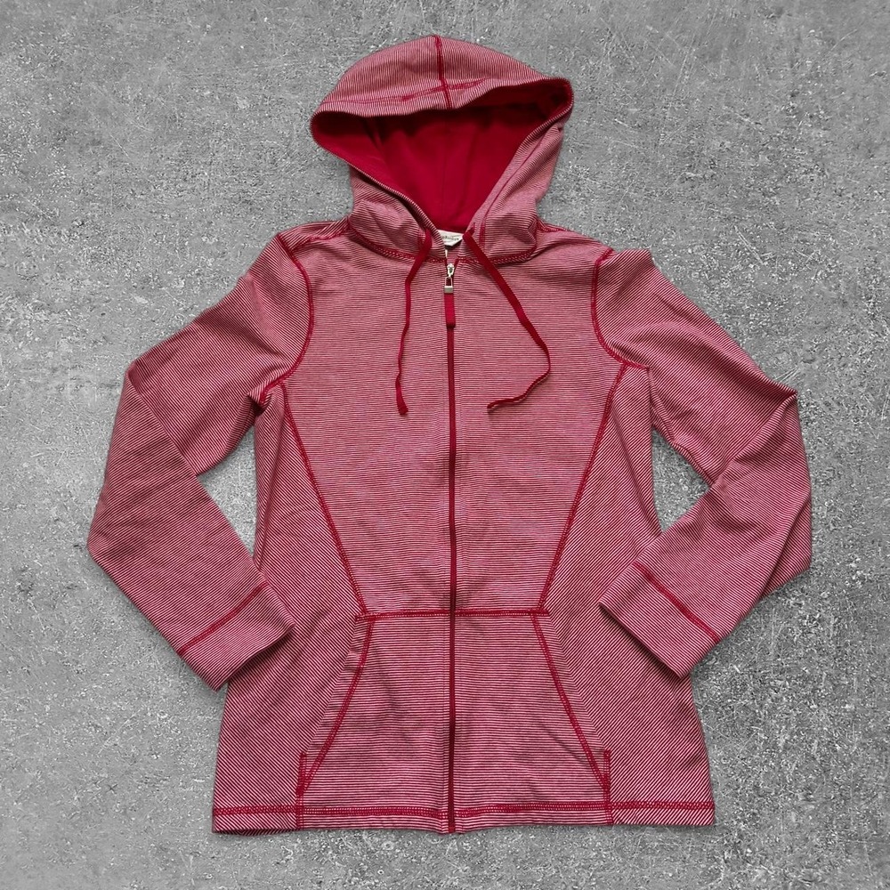 Christopher & Banks Red White Striped Zip Up Hoodie Womens Small Athleisure